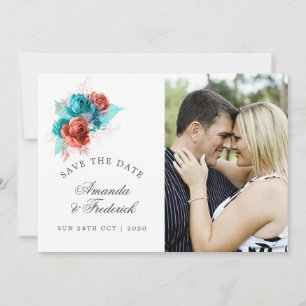 Save The Date Turquoise et Corail Mariage Tropical Enregistrer l