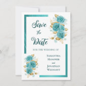 Save The Date Turquoise et Turquoise Rose Élégant Enregistrer la (Devant)
