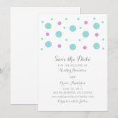Save The Date Turquoise Fuchsia Confetti Enregistrer la date Inv (Devant / Derrière)