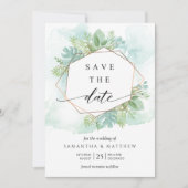 Save The Date Turquoise géométrique, bleu et vert vert vert (Devant)