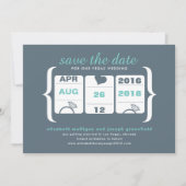 Save The Date Turquoise Gris Machine à fente Mariage Enregistrer (Devant)