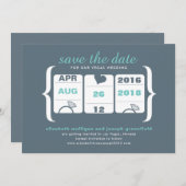 Save The Date Turquoise Gris Machine à fente Mariage Enregistrer (Devant / Derrière)