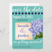 Save The Date Turquoise Hydrangea Enregistrer la date Mariage Ca (Devant / Derrière)