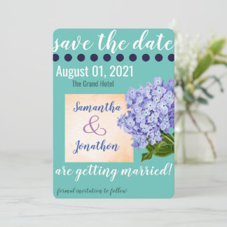 Save The Date Turquoise Hydrangea Enregistrer la date Mariage Ca