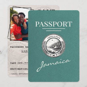 Save The Date Turquoise Jamaïque Passeport Enregistrer La Date