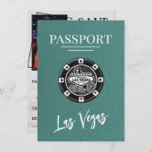 Save The Date Turquoise Las Vegas Passeport Enregistrer La Date (Devant / Derrière)
