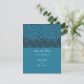 Save The Date Turquoise Leopard Motif Enregistrer la date (Debout devant)