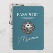 Save The Date Turquoise Maroc Passeport Enregistrer La Date (Devant / Derrière)