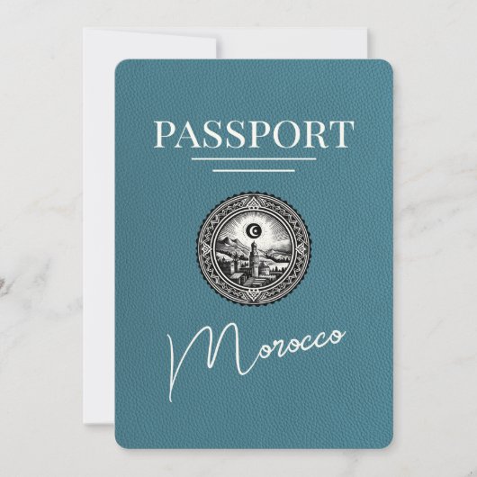 Save The Date Turquoise Maroc Passeport Enregistrer La Date (Devant)