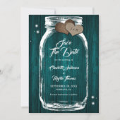 Save The Date Turquoise Mason Jar Rustic Country Barne Mariage e (Devant)