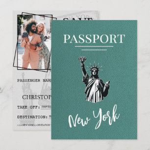 Save The Date Turquoise New York City Passeport Enregistrer La D