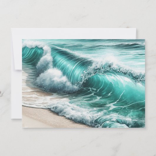 Save The Date Turquoise Ocean Waves Wedding Enregistrer la date (Dos)