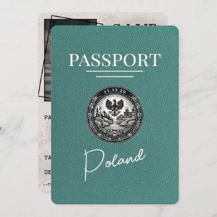 Save The Date Turquoise Pologne Passeport Enregistrer La Date
