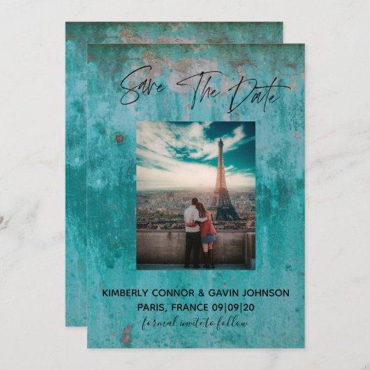 Save The Date |Turquoise Roest (Voorkant / Achterkant)