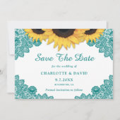 Save The Date Turquoise Rustic Chic Mariage de dentelle de tourn (Devant)
