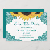 Save The Date Turquoise Rustic Chic Mariage de dentelle de tourn (Devant / Derrière)