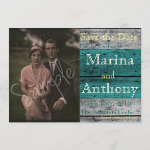 Save The Date Turquoise Rustic Splash Enregistrer la date n° 1