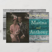 Save The Date Turquoise Rustic Splash Enregistrer la date n° 1 (Devant / Derrière)