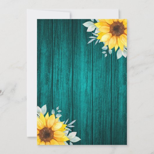 Save The Date Turquoise rustique Mason Jar Mariage de tournesol  (Dos)
