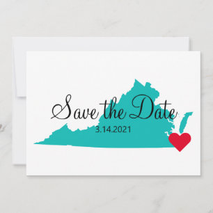 Save The Date Turquoise sarcelle aquarelle destination Virginie