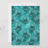Save The Date Turquoise - Sarcelle Mariage Fleur Noir et Argent (Dos)