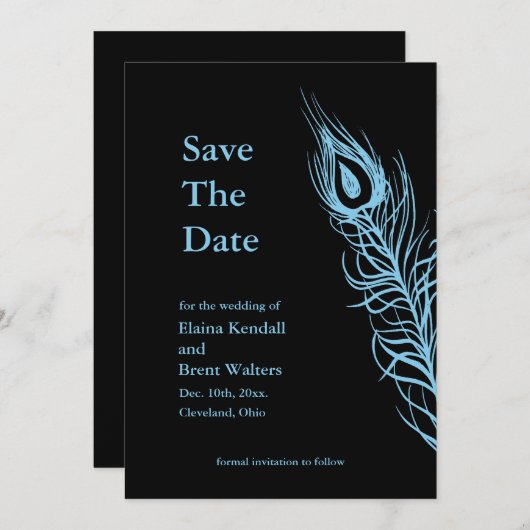 Save The Date Turquoise Shake your Tail Feathers Enregistrer la  (Devant / Derrière)