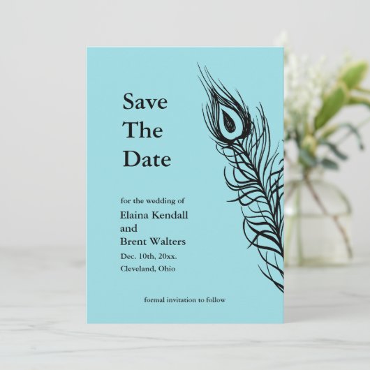 Save The Date Turquoise Shake your Tail Feathers Enregistrer la  (Debout devant)