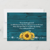 Save The Date Turquoise Tournesol Rustique Mariage photo Enregis (Dos)