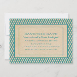 Save The Date Turquoise Trendy Stripes Enregistrer l'Invitation