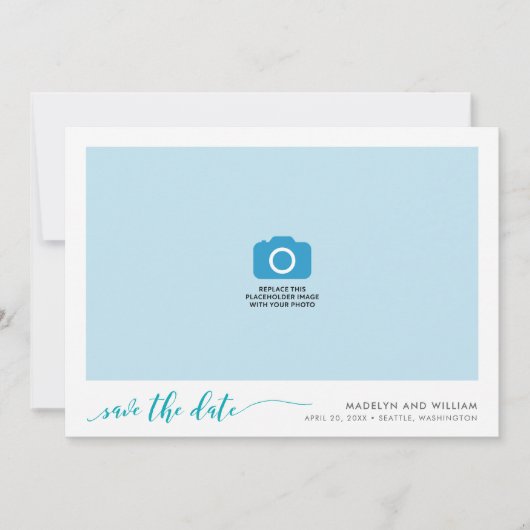 Save The Date Turquoise Turquoise Relax Script Enregistrer la ph (Devant)