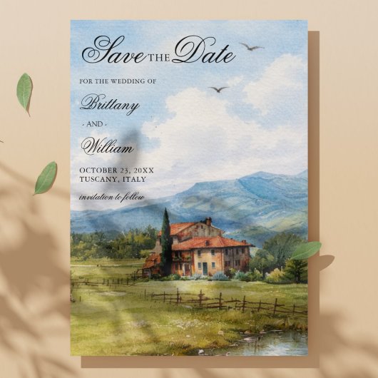 Save The Date Tuscany Countryside Vineyard Wedding 