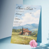 Save The Date Tuscany Countryside Vineyard Wedding 