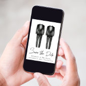 Save The Date Tuxedo élégant de mariage gay à l'aquarelle