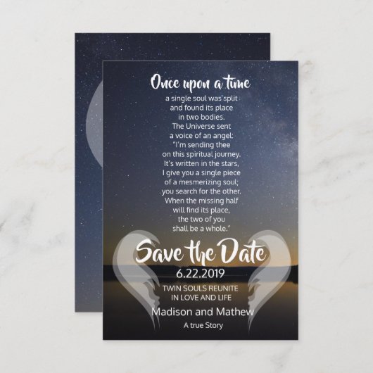 Save The Date Twin Flame Enregistrer les dates (Devant / Derrière)