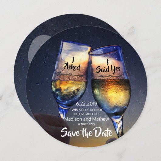 Save The Date Twin Flame Enregistrer les dates Enregistrer la da (Devant / Derrière)
