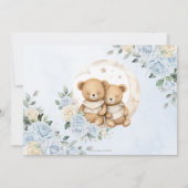 Save The Date Twins Sleeping Bears Lune Bleu Baby shower Floral (Dos)