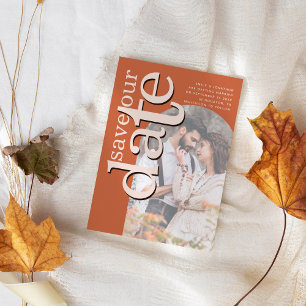 Save The Date Typographie Arch Photo Overlay Terracotta