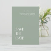 Save The Date Typographie Art Déco Sage Grey Mariage vert (Debout devant)