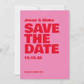 Save The Date Typographie audacieuse, mariage rose et rouge (Devant)