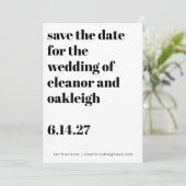 Save The Date Typographie audacieuse Noir et blanc Mariage moder (Debout devant)
