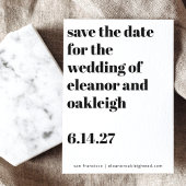 Save The Date Typographie audacieuse Noir et blanc Mariage moder