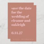 Save The Date Typographie audacieuse Terracotta Blush Mariage mo (Devant / Derrière)