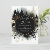 Save The Date Typographie Beau Mariage forestier enchanté (Debout devant)