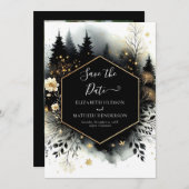 Save The Date Typographie Beau Mariage forestier enchanté (Devant / Derrière)