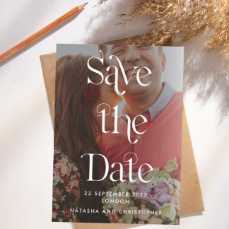 Save The Date Typographie blanche moderne Style Vellum