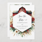 Save The Date Typographie Boho Barnyard Mariage (Devant / Derrière)