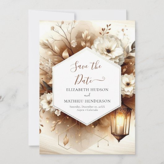 Save The Date Typographie bois mariage rustique (Devant)