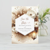 Save The Date Typographie bois mariage rustique (Debout devant)