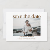 Save The Date Typographie Brown moderne Yellow Mariage Photo (Devant)