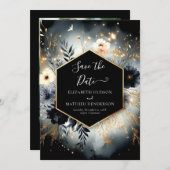 Save The Date Typographie Chic Enchanted Forest Mariage (Devant / Derrière)